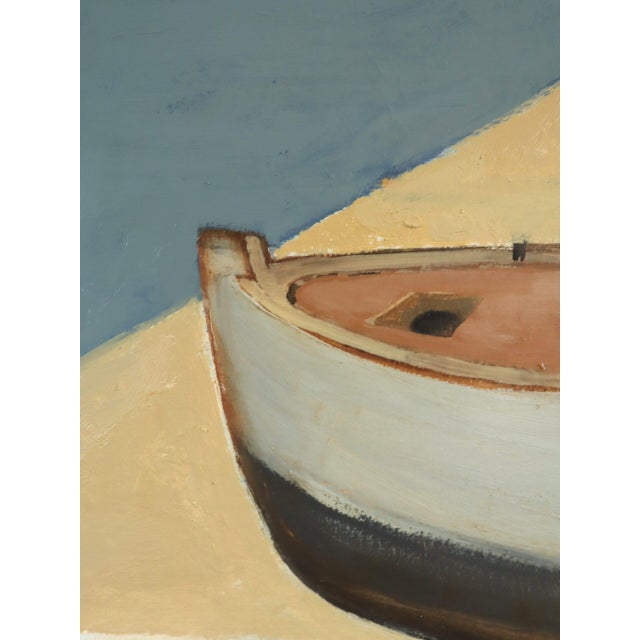 1958 Mid-Century Modern 'Quiet Mooring' Vintage Swedish Coastal Landscape Oil Painting, Framed For Sale - Image 9 of 12