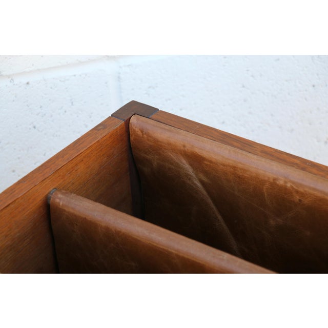 Mid-Century Modern Walnut Coffee Table With Leather Magazine Holder & Brass Casters, C. 1960s For Sale - Image 14 of 18