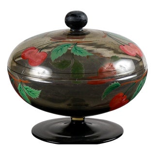 Liberty Era Cup with Lid in Smoked Glass, Italy, 1930s For Sale