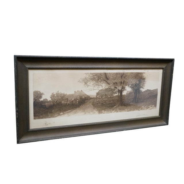 Realism Antique Ernest Christian Rost Signed Dirt Road Farmhouse Cottage Etching 28" For Sale - Image 3 of 14