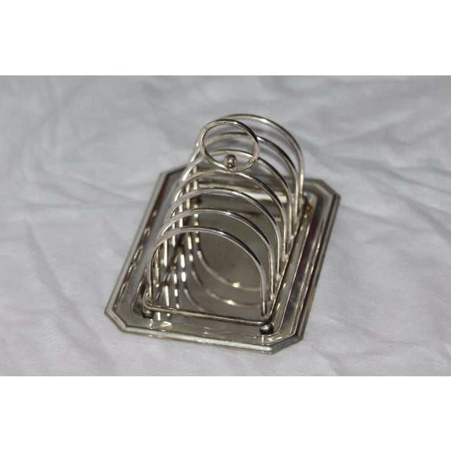 Mid-Century Modern Silver Toast Rack with Tray, 1950s For Sale - Image 3 of 17