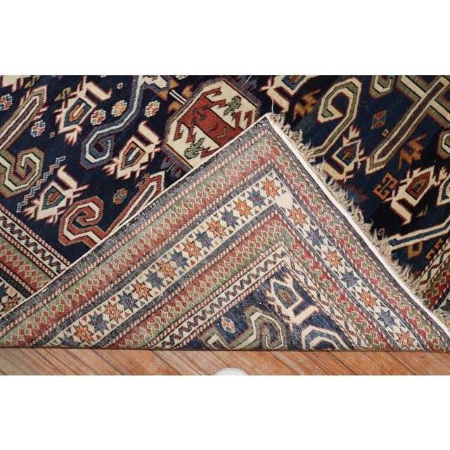 Late 19th Century Antique Zabihi Collection Caucasian Perpedil Blue Rug - 3'5" X 5'1" For Sale In New York - Image 6 of 17