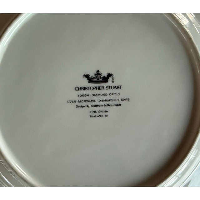 Set of 6 Christopher Stuart "Diamond Optic" Dinner Plates For Sale - Image 10 of 11