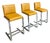 Mies Van Der Rohe Style Polished Steel & Yellow Leather Counter Stools - A Set of 3 For Sale