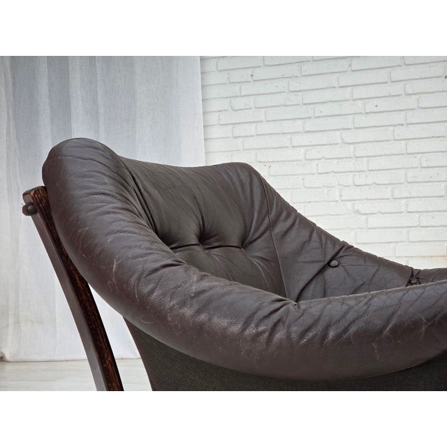 Scandinavian Lounge Chair in Furniture Leather and Oak, 1970s For Sale - Image 14 of 18