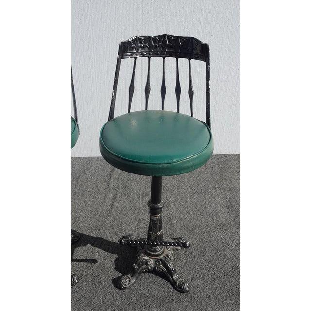 Vintage Spanish Revival Green Cast Iron Swivel Bar Stools Mid Century Mod a Pair Chairish