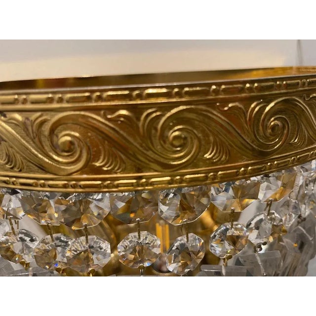 Large Brass Crystal Sconces, 1980s, Set of 2 For Sale - Image 10 of 13