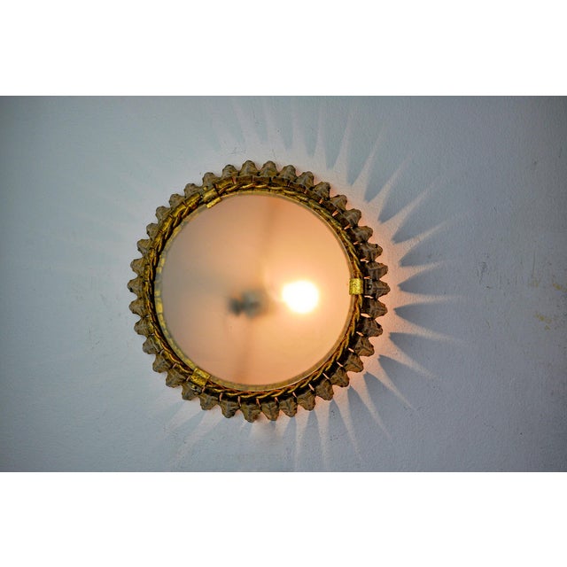 Sun Wall Lamp in Metal and Gold Leaf from Ferro Arte, Spain, 1960 For Sale - Image 4 of 7