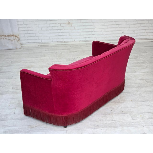 Danish 2-Seater Sofa in Velour with Ash Wood Legs, 1960s For Sale - Image 11 of 17