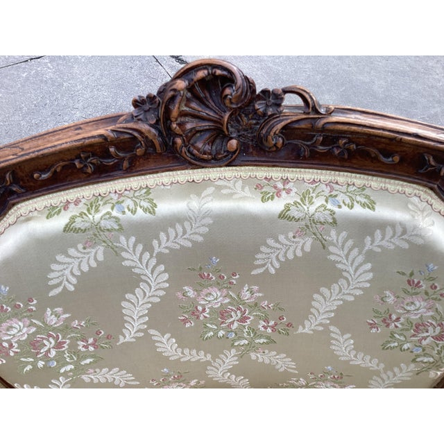 Elegant French Settee W/ Silk Brocade For Sale - Image 9 of 10