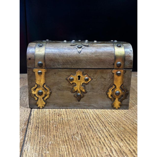 Victorian Brass Decorated Tea Caddy For Sale - Image 3 of 13