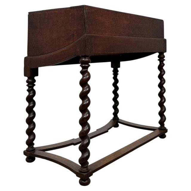 Gold 19th Century Victorian English Oak Box on Stand For Sale - Image 8 of 11