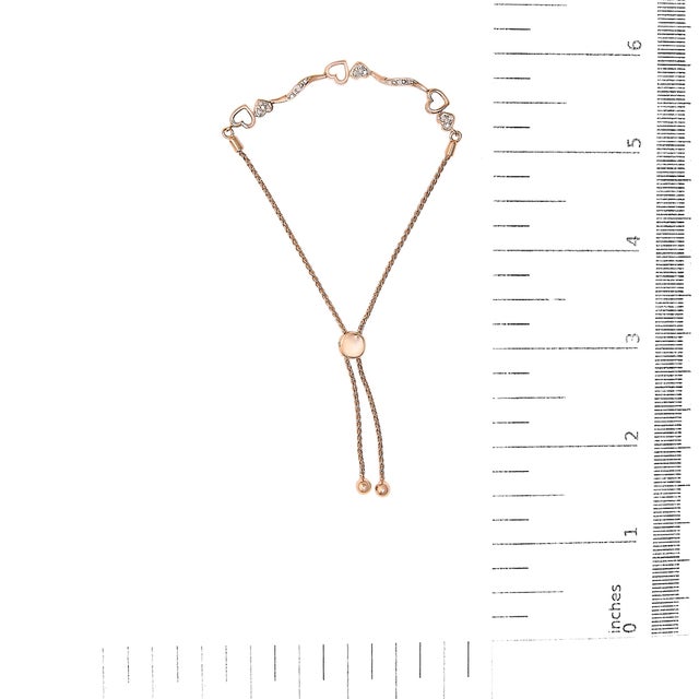 14K Rose Gold Plated .925 Sterling Silver 1/10 Cttw Diamond Wave and Hearts 4”-10” Adjustable Bolo Bracelet (I-J Color, I3 Clarity) For Sale In New York - Image 6 of 6