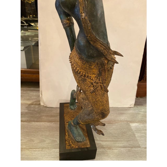 Early 20th Century Thai Bronze Dancer Sculpture For Sale In Philadelphia - Image 6 of 13