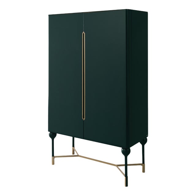Lust Bar Cabinet in Deep Green For Sale