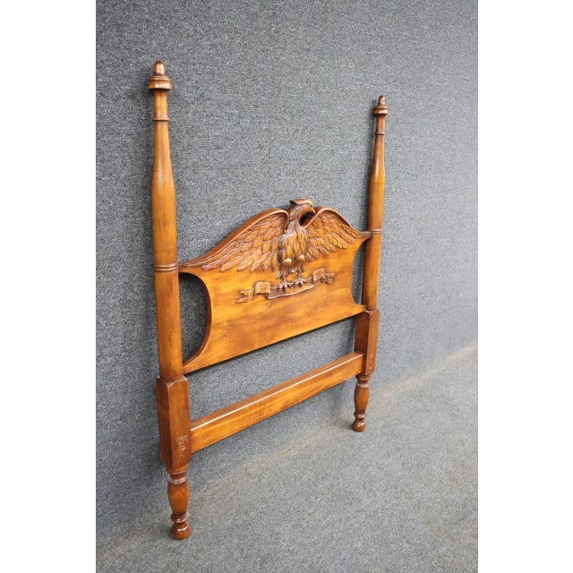 "E Pluribus Unum" Carved Eagle Poster Style Single Headboard in Cherry