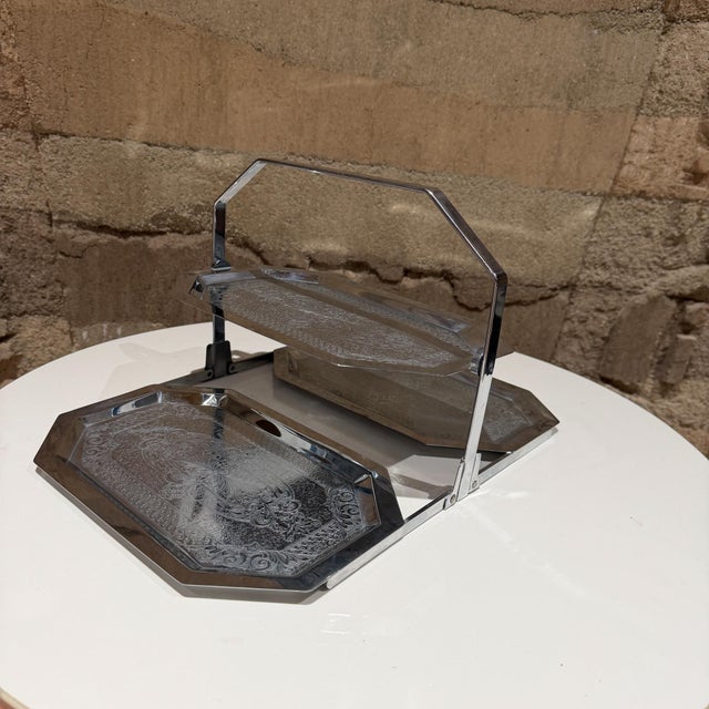 1950s Chase Art Deco Chrome Triple-Tier Folding Snack Tray Fb Plated For Sale - Image 5 of 13