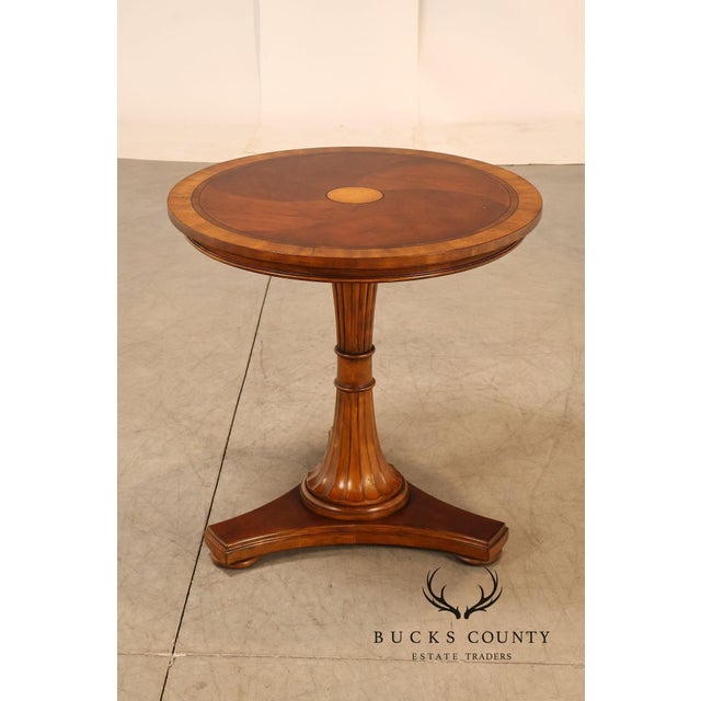 Early 21st Century Ethan Allen Townhouse Collection Round Pedestal Side Table For Sale - Image 5 of 18