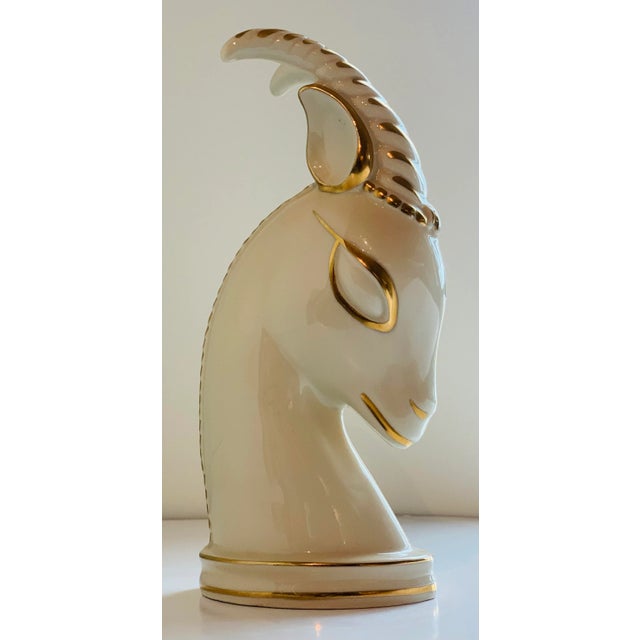 Ivory Vintage Art Deco Ceramic Gazelle Figurine in the ‘Style of Royal Haeger’, Circa 1930s For Sale - Image 8 of 9