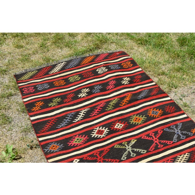 Red 1980s Rustic Red Cecim Kilim Runner For Sale - Image 8 of 12