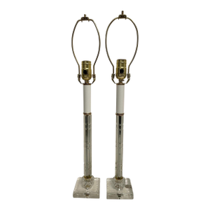 Cut Crystal & Glass Boudoir Lamps - A Pair