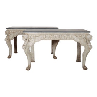 Large Painted Console Tables, Set of 2 For Sale