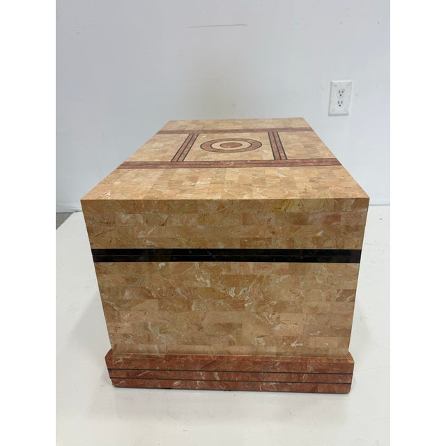1980's Large Decorative Tessellated Stone Trunk by Maitland Smith For Sale In Miami - Image 6 of 9