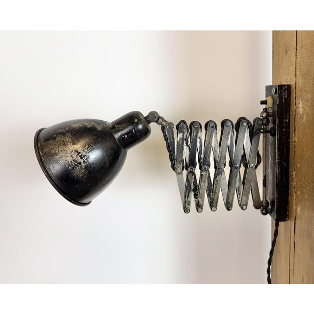Industrial Black Scissor Wall Lamp, 1950s For Sale - Image 9 of 18