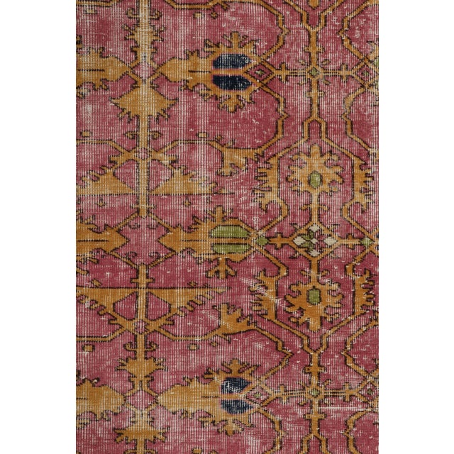 Vintage Mid-Century Pink and Gold Geometric Wool Rug, Black and Green Accents For Sale In New York - Image 6 of 8