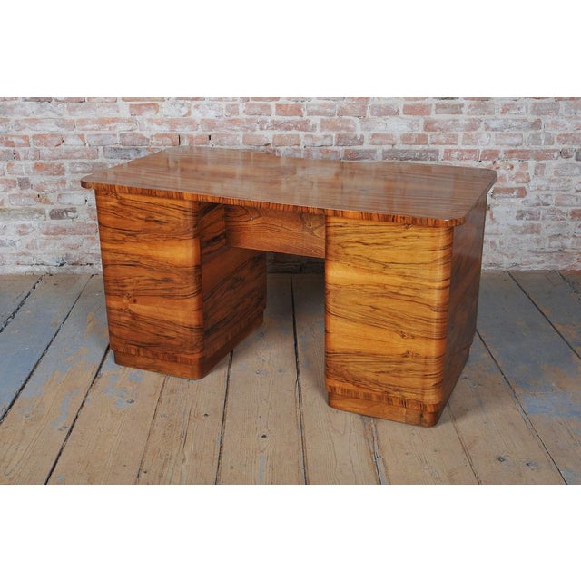 Art Deco Walnut Writing Desk, Czech, 1930s For Sale - Image 9 of 11