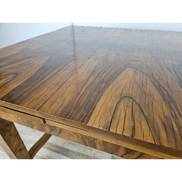 1940s Vintage Extendable Art Deco Table in Olive Root, 1940 For Sale - Image 5 of 18