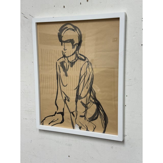 Figurative Figure Sketch of Ink on Paper, Framed For Sale - Image 3 of 12
