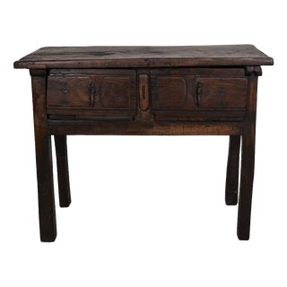 Antique Spanish Rustic Farmhouse Chestnut Side or Console Table, 18th Century For Sale