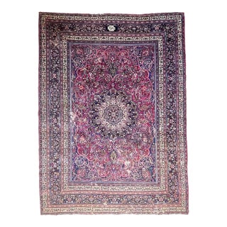 Antique Classical Piece with Signature Jewel Tones with Lime Greens Rug 10 x 13.4 For Sale