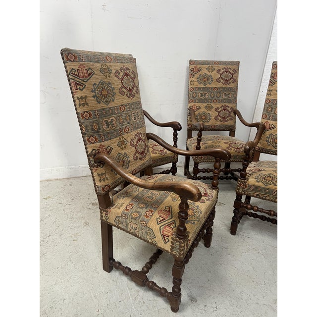 Louis XIII Style Armchairs with High Backs, 1900s, Set of 4 For Sale - Image 12 of 15