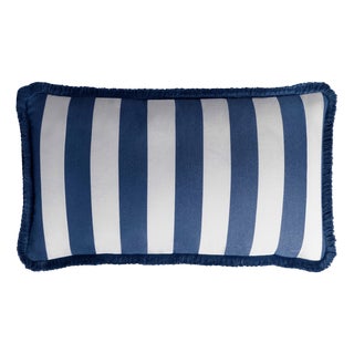 Striped Outdoor Happy Cushion Cover from Lo Decor For Sale