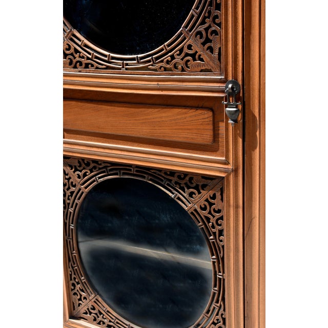 Vintage Chinese Linen Press Cabinet With Glass Door For Sale - Image 9 of 13