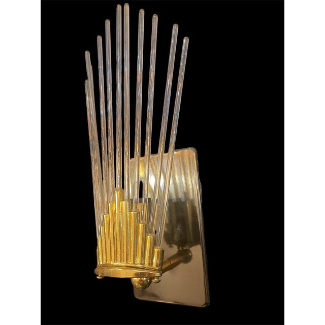 Exceptional G Sciolari wall lighting with tube Murano glass with gilded gold structure. The design and the quality of the...