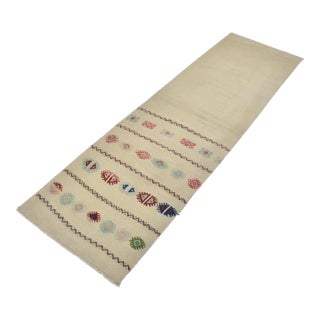 1960s Soft Pastel Handmade Bohemian Decor Hemp Runner For Sale