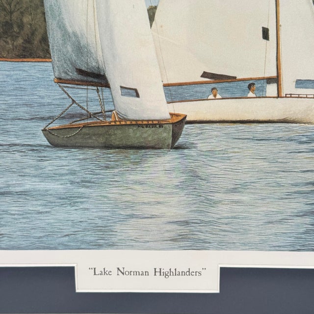 Blue Cotton Ketchie Lake Norman Highlanders Signed Numbered Framed Print 322/750 26x22 For Sale - Image 8 of 12
