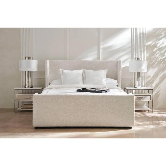 Upholstered Queen Size Minimalist Bed For Sale - Image 4 of 7