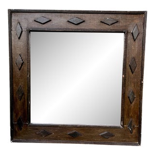 18th Century Spanish Baroque "Herrera"-Style Giltwood Mirror, 39.5" Square — Original Gesso & Gold Leaf Under Old Dark Paint For Sale