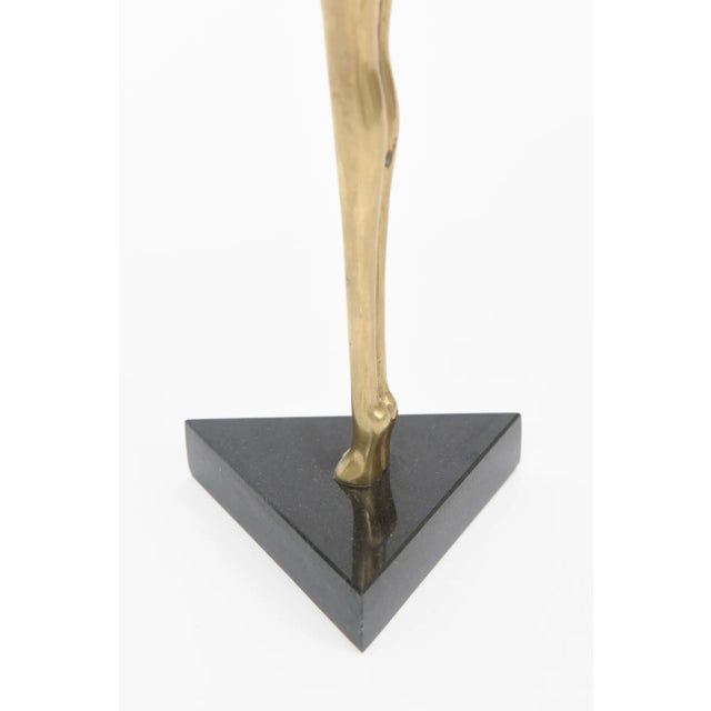 Vintage Brass and Black Granite Tall Female Elongated Sculpture, 1970's For Sale - Image 9 of 11