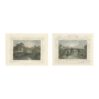 Hand-Colored Engravings of Windsor Views, England, 1840, Set of 2 For Sale