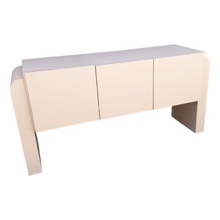 Art Deco Pink Laminate Waterfall Floating Credenza For Sale