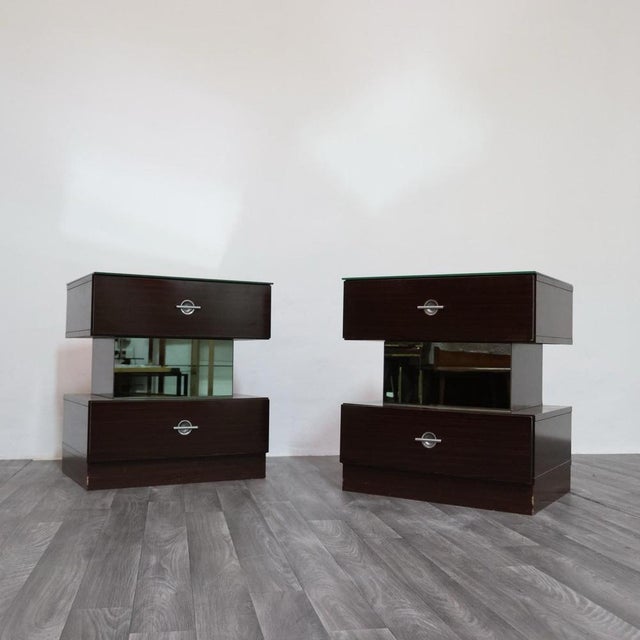 1980s Macassar Ebony Cubic Design Nightstands, 1980s, Set of 2 For Sale - Image 5 of 18
