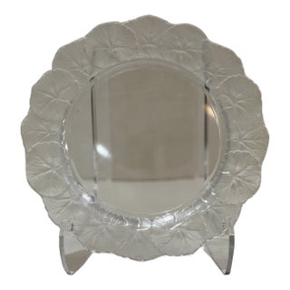 Lalique “Geranium” Frosted Crystal Plate – 8” France For Sale
