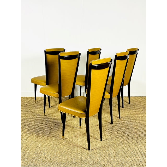 Black French Art Deco Dining Chairs, 1940, Set of 6 For Sale - Image 8 of 18