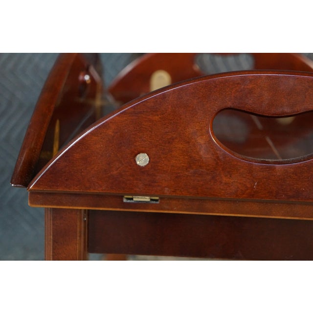 1991 Vintage Bombay Co Campaign Style Cherry Finished Butler's Coffee Tray Table For Sale - Image 10 of 16