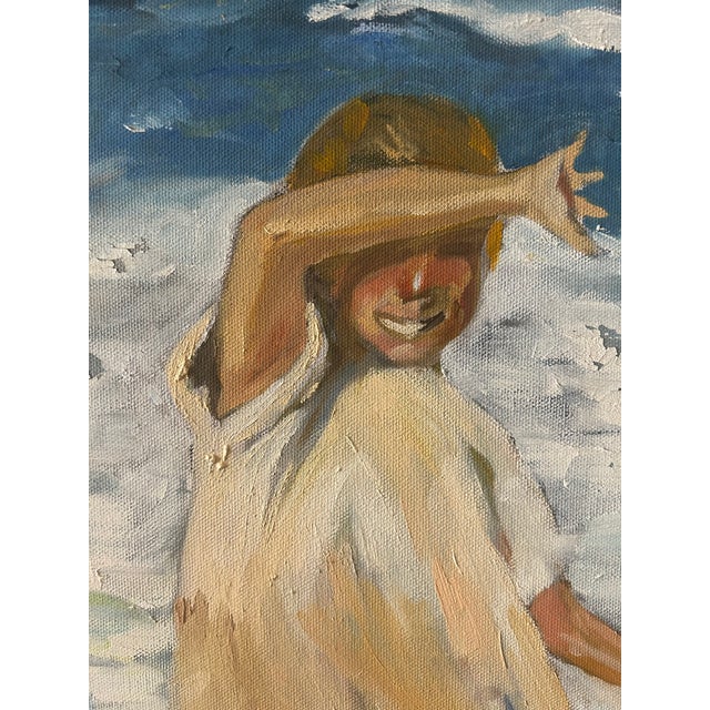 Late 20th Century Original Impressionistic Portrait "Seaside Sisters" Oil on Canvas, Signed by Artist For Sale - Image 9 of 10